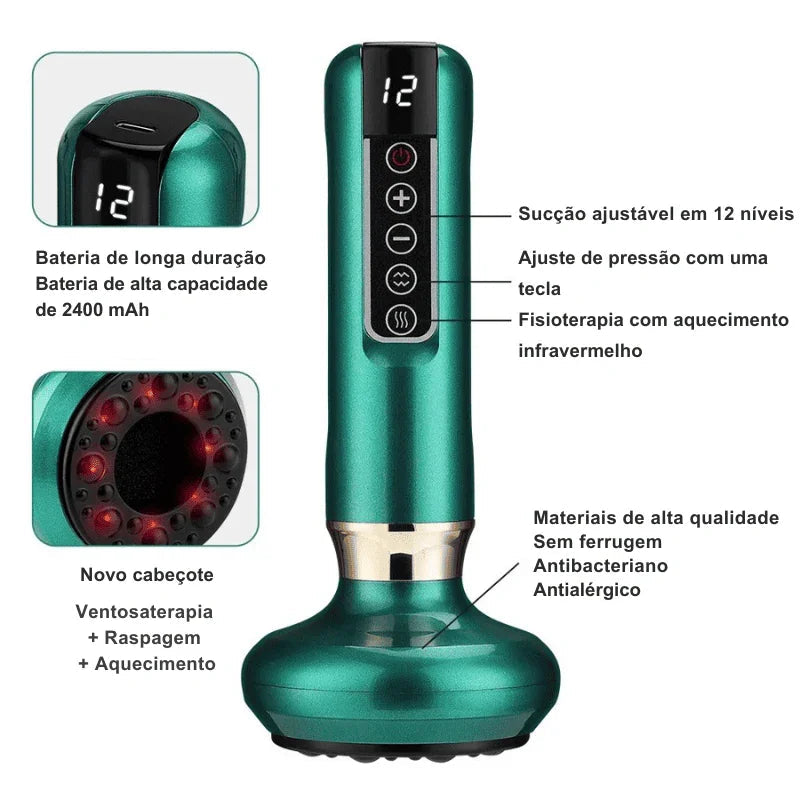 Massageador de Ventosa Elétrico com Infravermelho